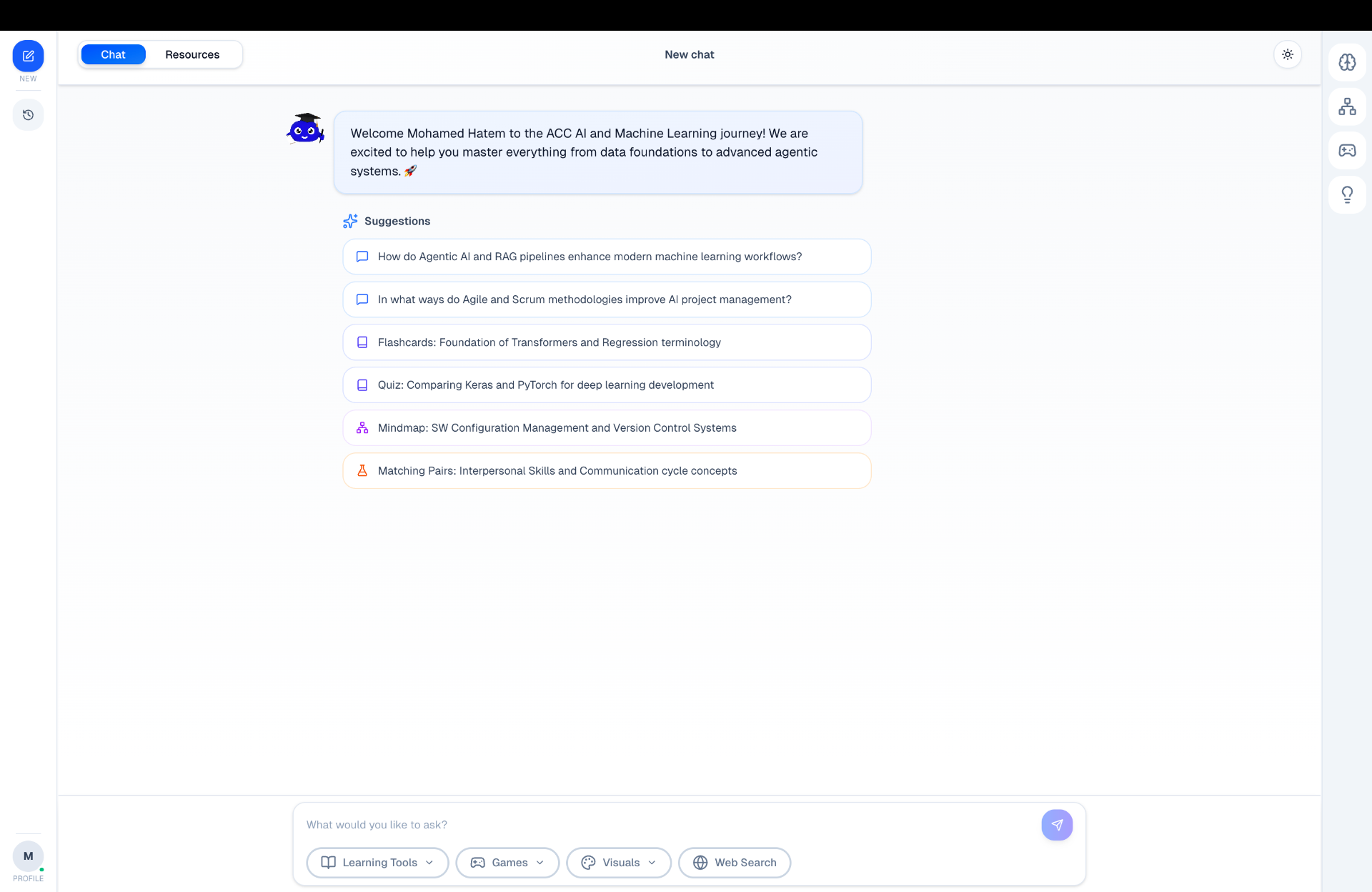 Sprints AI-powered learning companion interface